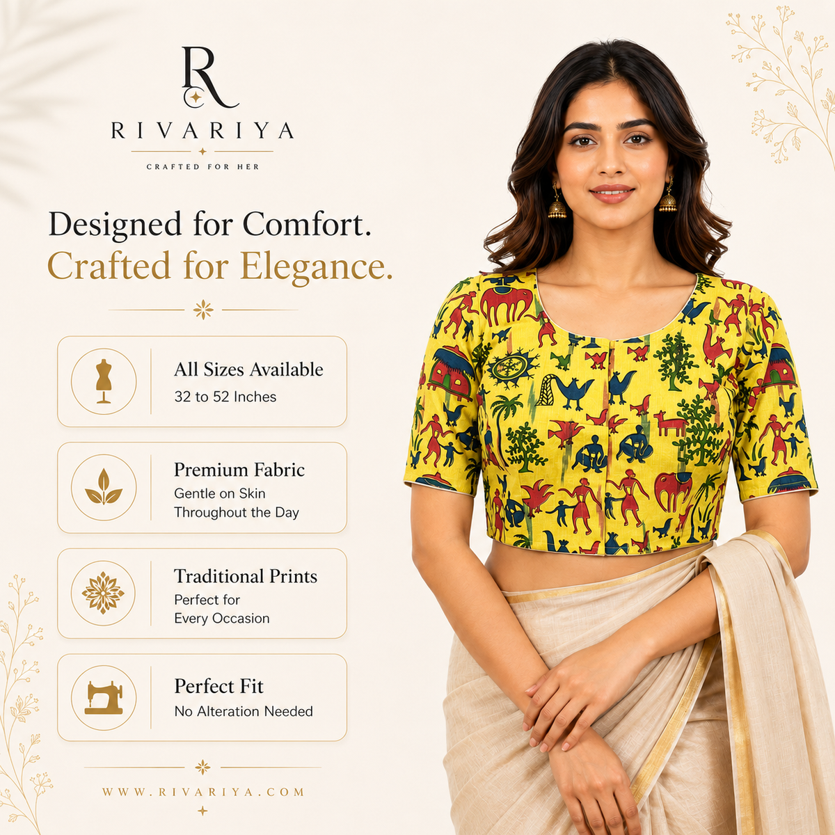 Madhubani Cotton Ready to wear Saree Blouse â Ready to Wear